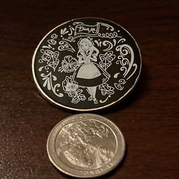 Disney Alice In Wonderland Chalkboard Sketch “Drink Me”‎ Booster Pin - Picture 2 of 4